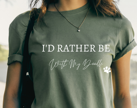 I'd Rather Be With My Doodle Unisex high-waisted t-shirt