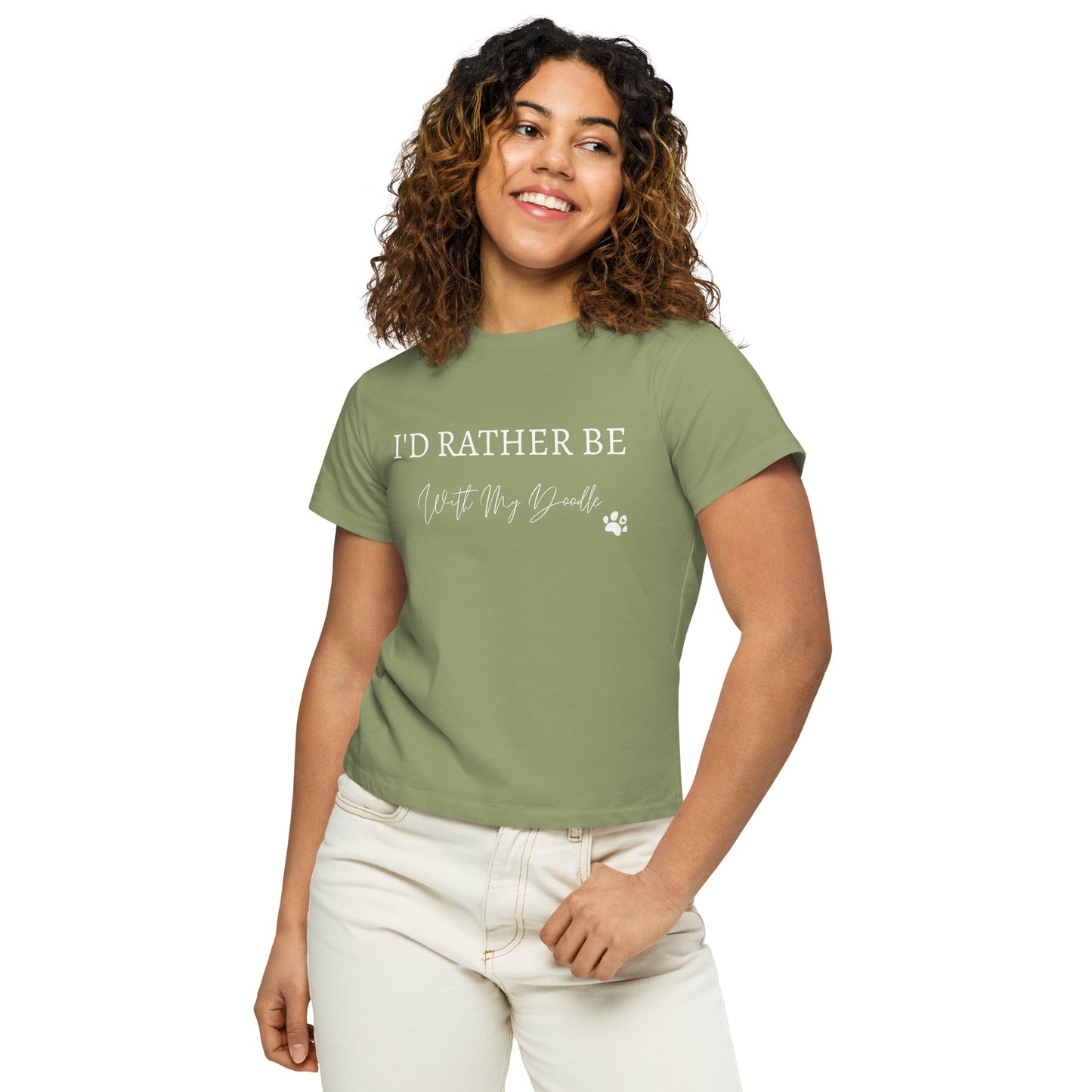 I'd Rather Be With My Doodle Unisex high-waisted t-shirt