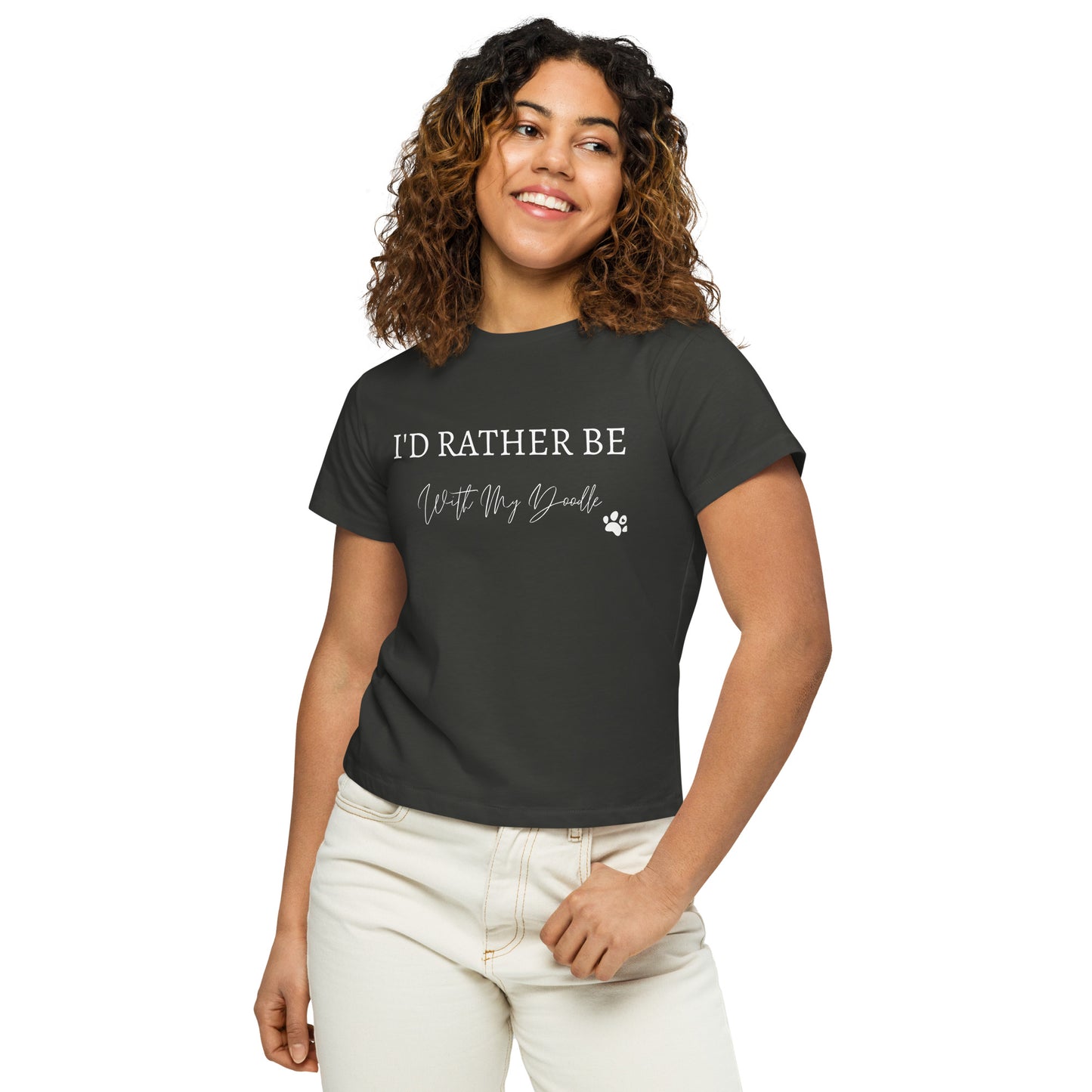 I'd Rather Be With My Doodle Unisex high-waisted t-shirt